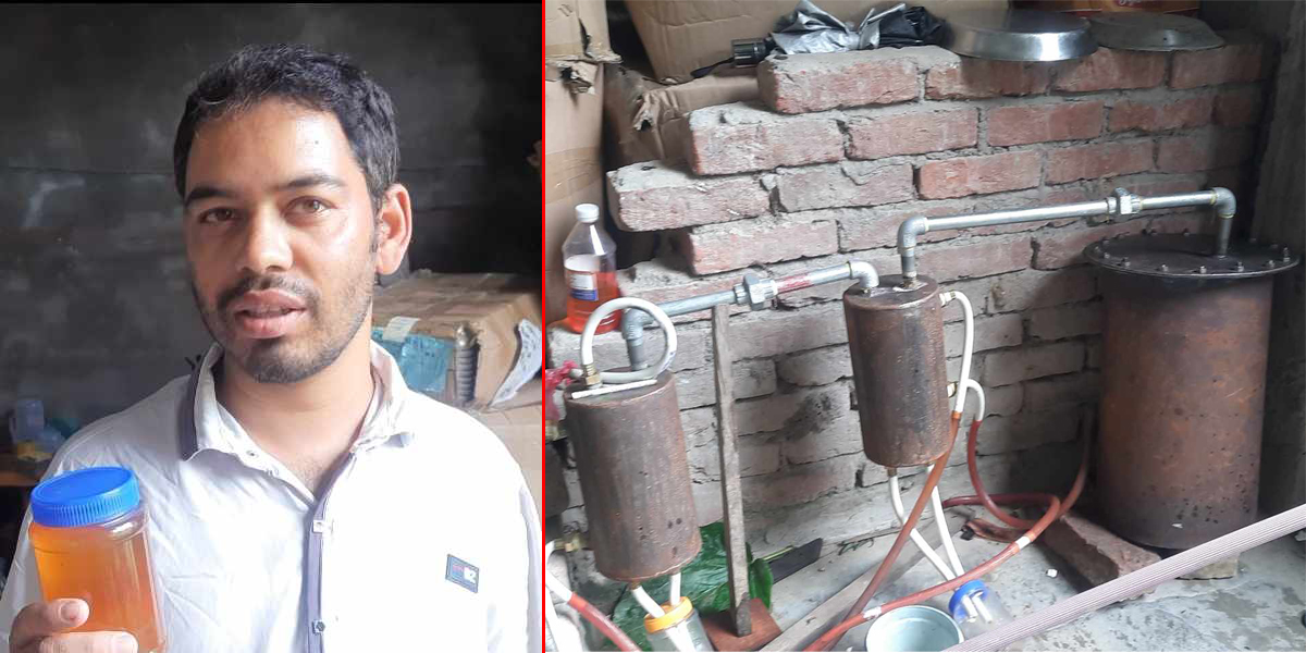 प्लास्टिकजन्य फोहोरबाट पेट्रोल निकाल्दै अत्तरियाका रामप्रसाद