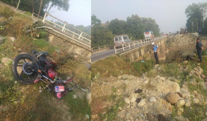 गेटामा दुर्घटनाग्रस्त अवस्थामा बेवारिसे मोटरसाइकल भेटियो