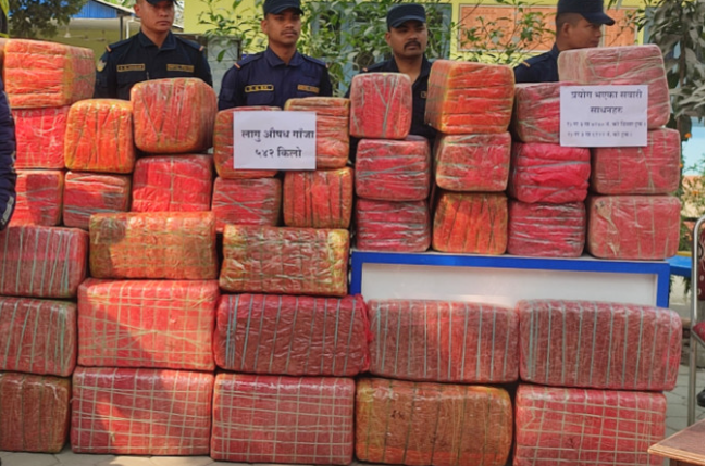 ५४२ किलो गाँजा सहित २ ट्रक प्रहरी नियन्त्रणमा