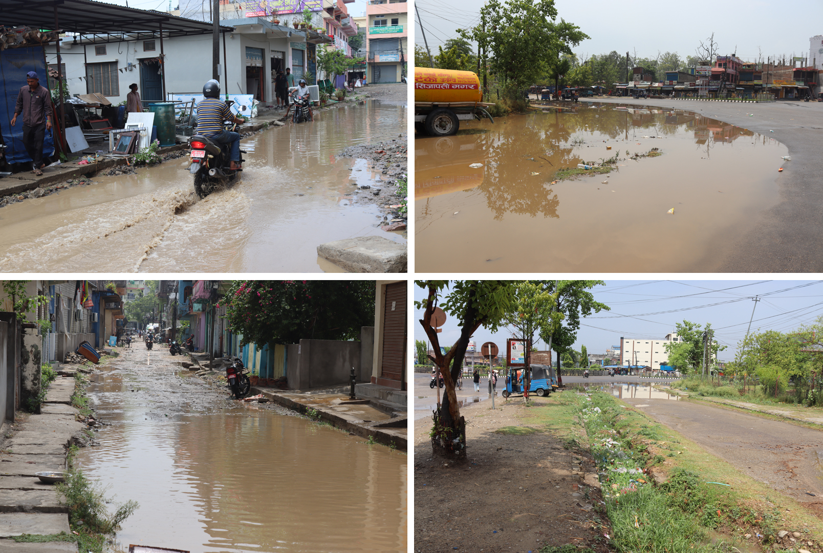 अत्तरियामा ठेकेदारले कालोपत्रे उप्काएको गल्ली हिलाम्मे, चोकमा पनि पानी जम्यो