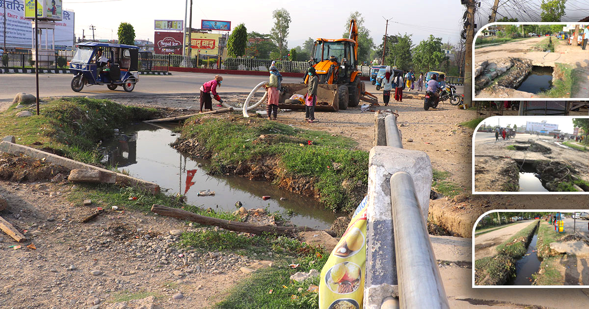 अत्तरियामा नाला सफा गरिँदै, जमेको पानी भने बगेन