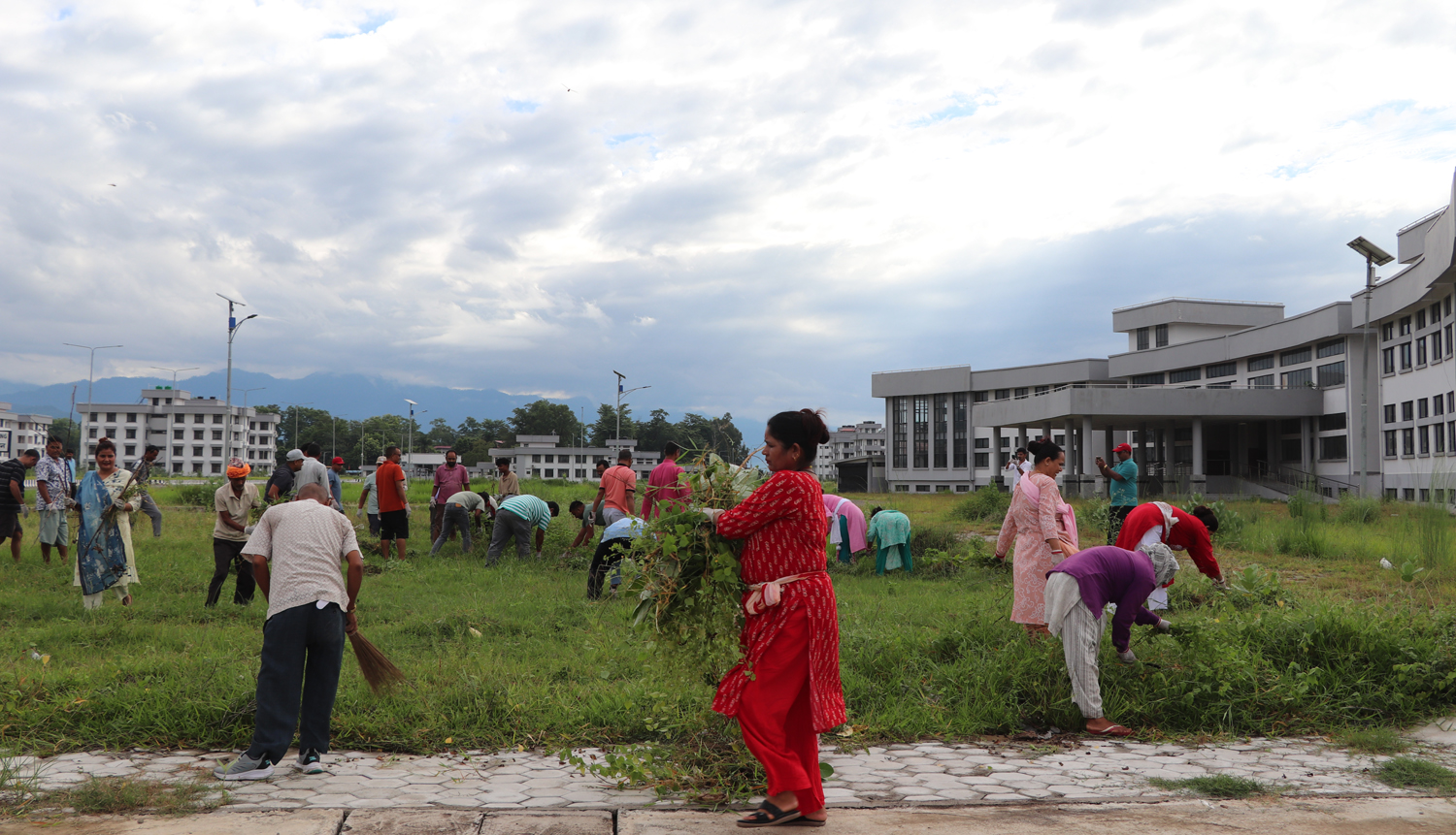 गेटा विश्वविद्यालय परिसरमा झाडी सफाइ
