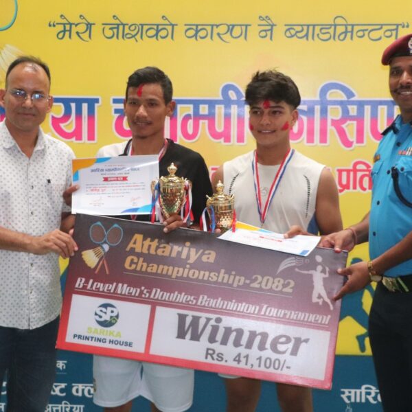 ‘अत्तरिया च्याम्पीयनसिप’ ब्याडमिन्टन प्रतियोगिताको उपाधी पुन र ओलीको टोलीलाई