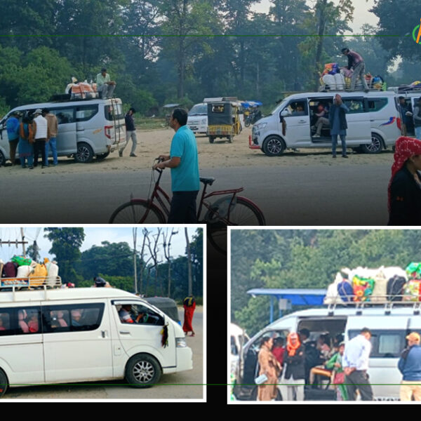 साना गाडीको छतमा ठेलमठेल सामान, दुर्घटनाको जोखिम