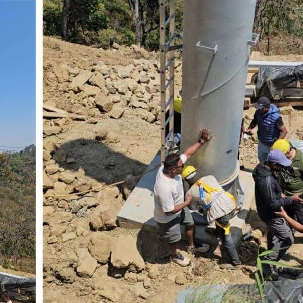 चिसापानीमा जाल्पादेवी केबलकारको पोल ठड्याउने काम सुरु