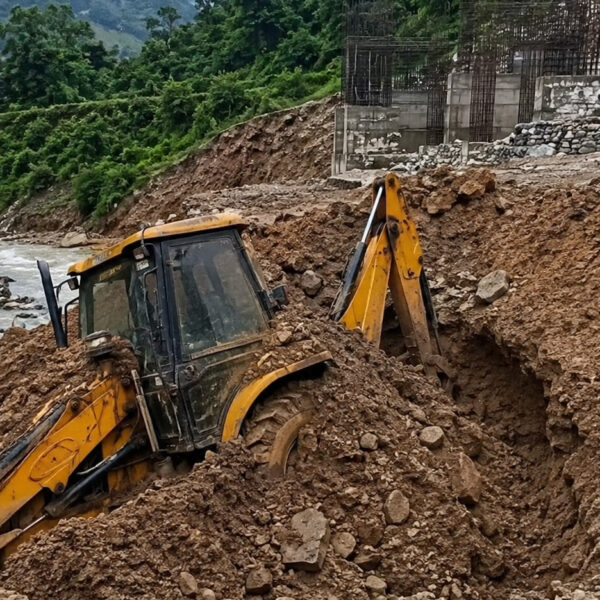 अछाममा माटोको ढिस्को खस्दा जेसीबी पुरियो