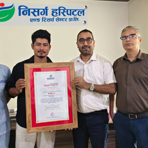 निसर्ग हस्पिटलको ब्रान्ड एम्बासडरमा क्रिकेटर लोकेश बम