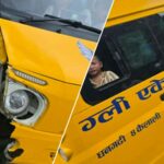 पुनर्वासमा स्कुल भ्यान र मोटरसाइकल ठोक्किँदा दुई जना घाइते