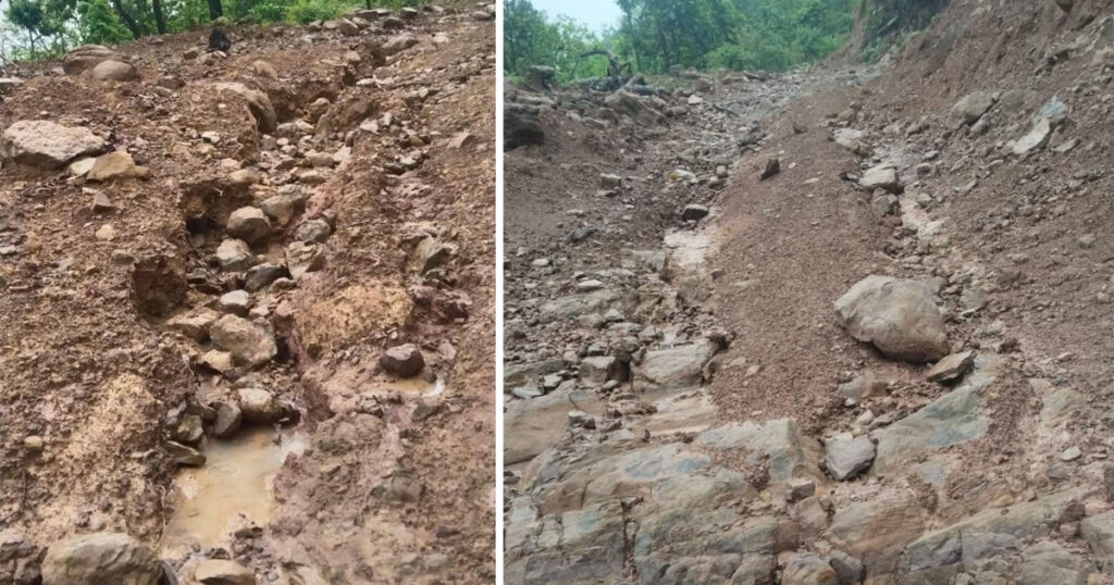 बर्सातको भेलले बेलपानी–फुलबस्ती सडकको बेहाल, यातायात बन्द