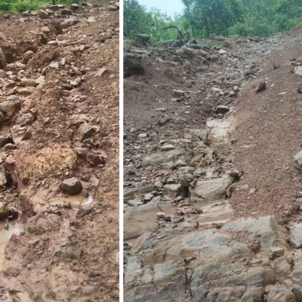 बर्सातको भेलले बेलपानी–फुलबस्ती सडकको बेहाल, यातायात बन्द