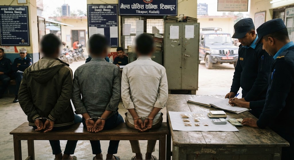 टीकापुरमा खैरो हिरोइन सहित तीन किशोर पक्राउ