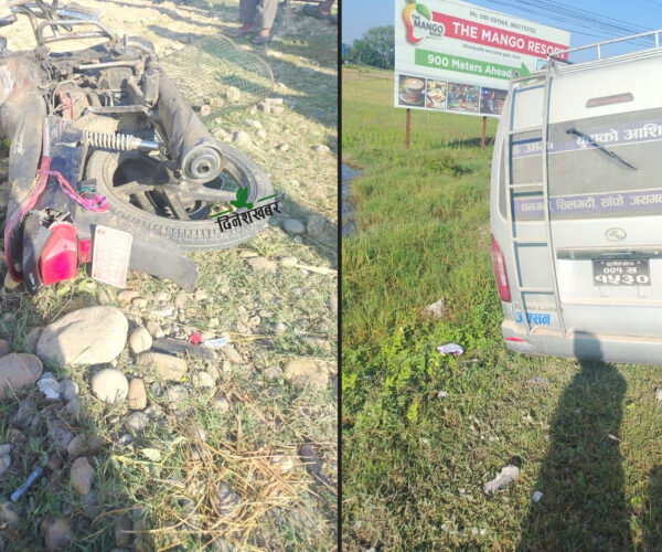 धनगढीमा हाइसले मोटरसाइकलाई ठक्कर दिँदा तीन जना घाइते