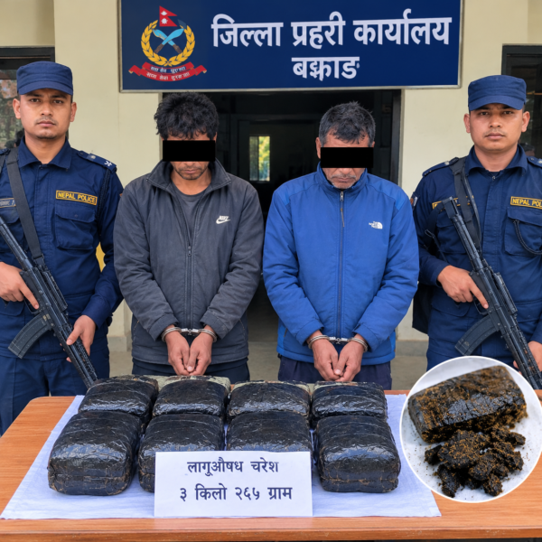 बझाङमा ३ किलो २६५ ग्राम चरेशसहित दुई जना पक्राउ